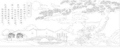 山水風景浮雕雕塑原創(chuàng)手繪設(shè)計稿