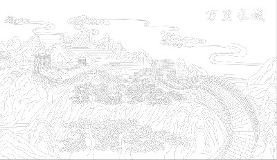 山水風景浮雕雕塑原創(chuàng)手繪設(shè)計稿